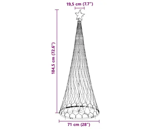 Led Ziemassvētku Koks Daudzkrāsains 138.5 X 138.5 X 399 Cm Vidaxl