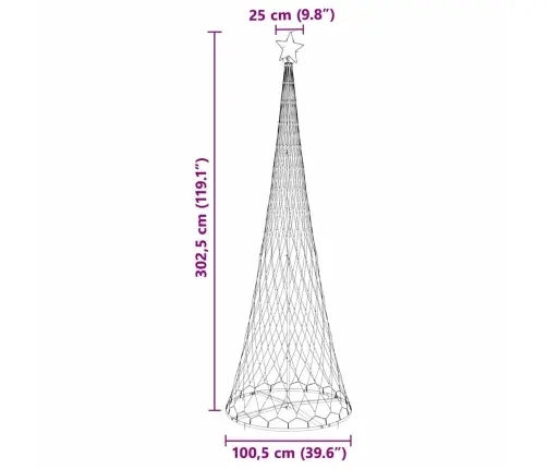 Led Ziemassvētku Koks Daudzkrāsains 138.5 X 138.5 X 399 Cm Vidaxl