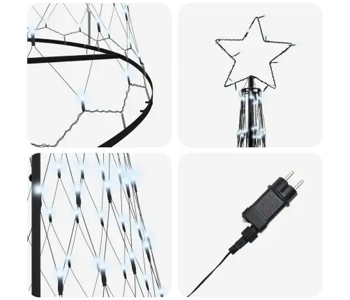 Led Ziemassvētku Koks Vēsi Balts 138.5 X 138.5 X 399 Cm Metāla Vidaxl