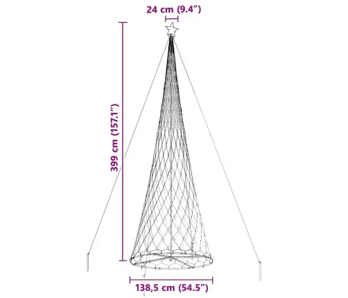 Led Ziemassvētku Koks Daudzkrāsains 138.5 X 138.5 X 399 Cm Vidaxl