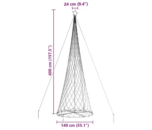 Led Ziemassvētku Koks Daudzkrāsains 138.5 X 138.5 X 399 Cm Vidaxl