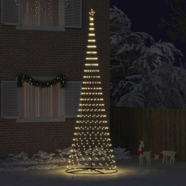 Led Ziemassvētku Koks Silti Balts 160 X 160 X 500 Cm Metāla Vidaxl