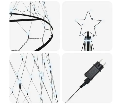 Led Kalėdų Medis S Stovu Šalta Balta 160 X 160 X 500 Cm Metalas