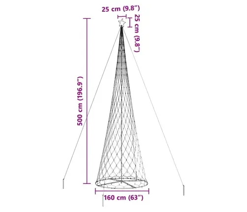 Led Kalėdų Medis Įvairiaspalvis 160 X 160 X 500 Cm Metalas