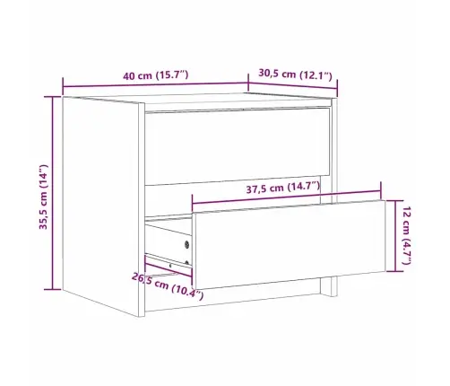 Nakts Skapīši Vaks Brūns 40 X 30.5 X 35.5 Cm Priedes Koks Vidaxl