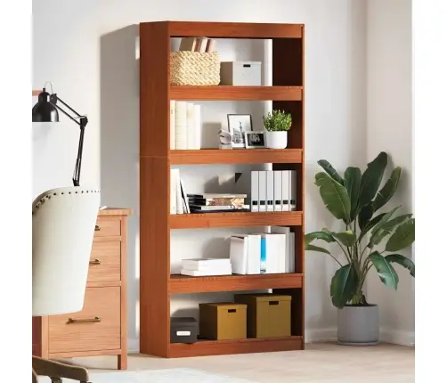 Grāmatplaukts Vaks Brūns 80 X 30 X 167,5 Cm Ciets Priedes Koks Vidaxl