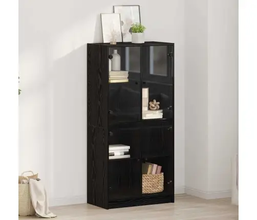 Augstais Skapītis Melns Ozolkoks 68 X 37 X 142 Cm Vidaxl