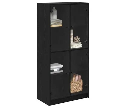 Augstais Skapītis Melns Ozolkoks 68 X 37 X 142 Cm Vidaxl