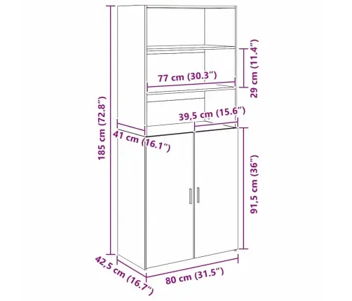 Augstais Skapītis Artisānā Ozols 80 X 42,5 X 185 Cm Vidaxl