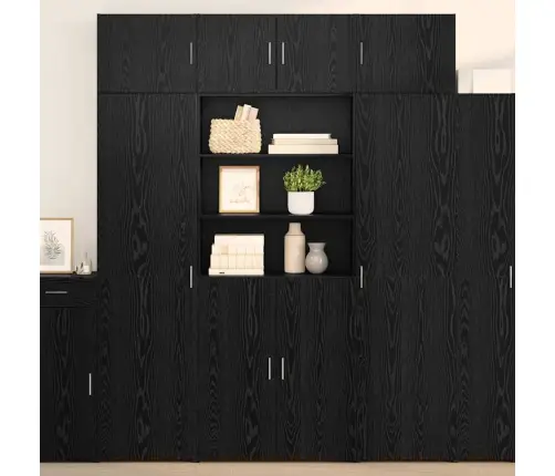 Augstais Skapītis Melns Ozolkoks 80 X 42,5 X 185 Cm Vidaxl