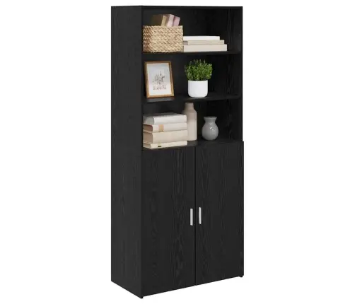 Augstais Skapītis Melns Ozolkoks 80 X 42,5 X 185 Cm Vidaxl