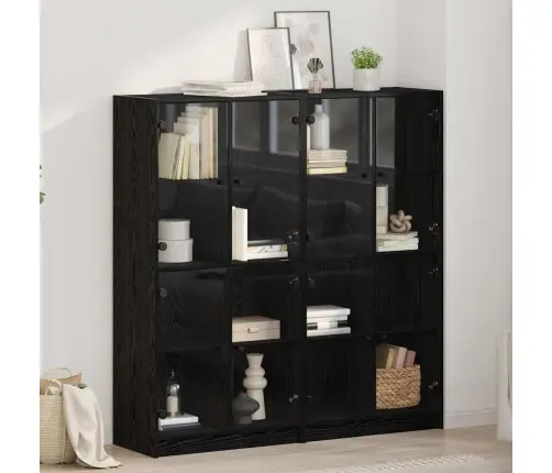 Augstais Skapītis 2 Pcs Melns Ozolkoks 136 X 37 X 142 Cm Vidaxl