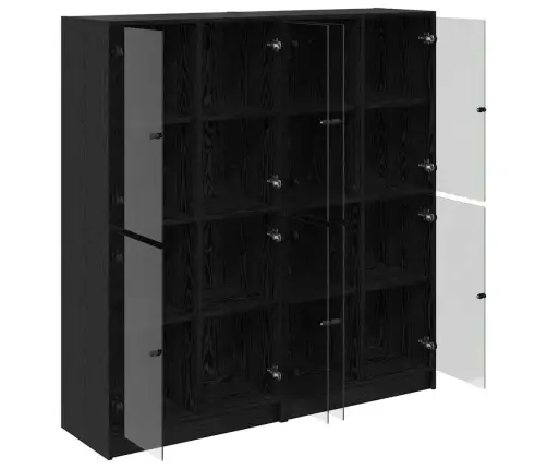 Augstais Skapītis 2 Pcs Melns Ozolkoks 136 X 37 X 142 Cm Vidaxl