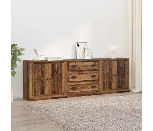 Sānu Skapji Ar Atvilktni 3 Pcs Vecs Koks 210 X 35,5 X 67,5 Cm Vidaxl