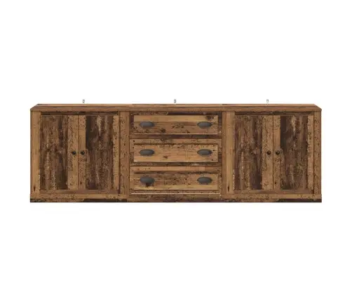 Sānu Skapji Ar Atvilktni 3 Pcs Vecs Koks 210 X 35,5 X 67,5 Cm Vidaxl