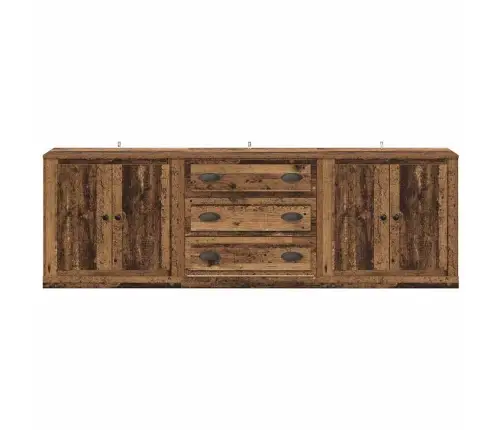 Sānu Skapji 3 Pcs Melns Ozolkoks 210 X 35,5 X 67,5 Cm Vidaxl