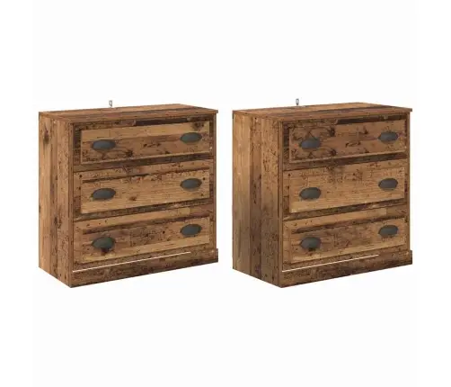 Sānu Skapji Ar Atvilktni 2 Pcs Vecs Koks 70 X 35,5 X 67,5 Cm Vidaxl