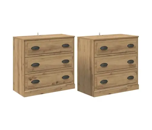 Sānu Skapji 2 Pcs Artisānā Ozols 70 X 35,5 X 67,5 Cm Vidaxl