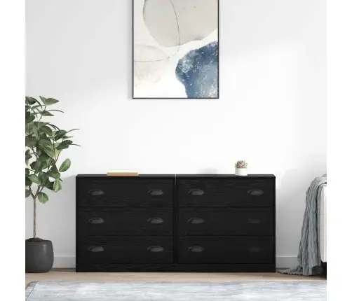 Kappide Külgedel 2 Pcs Must Tamm 70 X 35,5 X 67,5 Cm Tehispuit