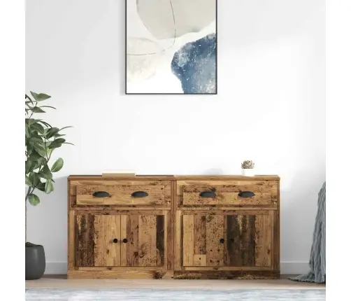 Kappide Külgedel 2 Pcs Vana Puit 70 X 35,5 X 67,5 Cm Tehispuit