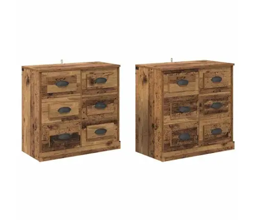 Sānu Skapji Ar Atvilktni 2 Pcs Vecs Koks 70 X 35,5 X 67,5 Cm Vidaxl