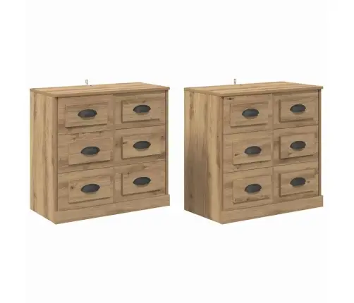 Sānu Skapji 2 Pcs Artisānā Ozols 70 X 35,5 X 67,5 Cm Vidaxl