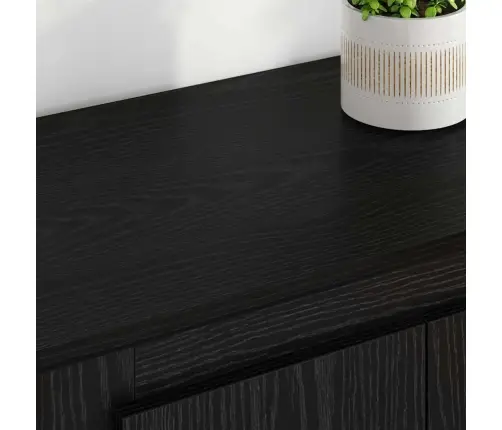 Puse Ar Atvilktni 3 Pcs Melns Ozolkoks Inženierijas Koks Vidaxl