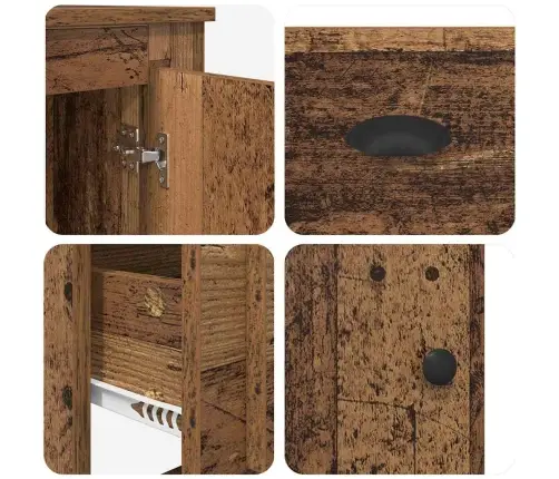 Augstais Skapītis 3 Pcs Vecs Koks Inženierijas Koks Vidaxl