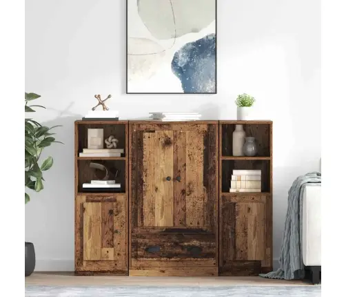 Augstais Skapītis 3 Pcs Vecs Koks Inženierijas Koks Vidaxl