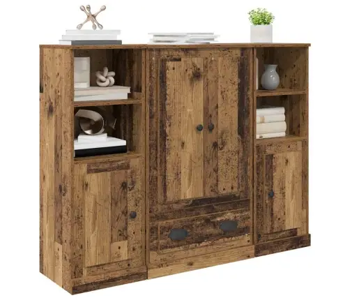 Augstais Skapītis 3 Pcs Vecs Koks Inženierijas Koks Vidaxl