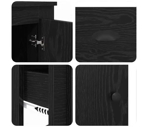 Augstais Skapītis 3 Pcs Melns Ozolkoks 35 X 60 X 103,5 Cm Vidaxl