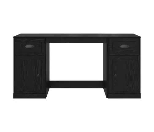 Galda Ar Skapīti Ar Atvilktni Melns Ozolkoks 154,5 X 50 X 75 Cm Vidaxl