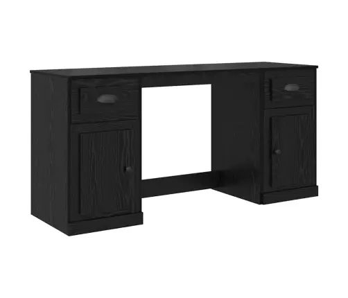 Galda Ar Skapīti Ar Atvilktni Melns Ozolkoks 154,5 X 50 X 75 Cm Vidaxl