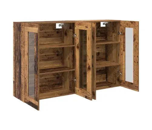 Sienā Uzstādītie Skapji 2 Pcs Vecs Koks 69,5 X 34 X 90 Cm Vidaxl