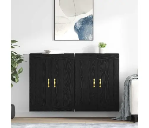 Sienas Skapji 2 Pcs Melns Ozolkoks 69,5 X 34 X 90 Cm Vidaxl