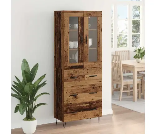 Augstais Skapītis Ar Atvilktni Vecs Koks 69,5 X 34 X 180 Cm Vidaxl