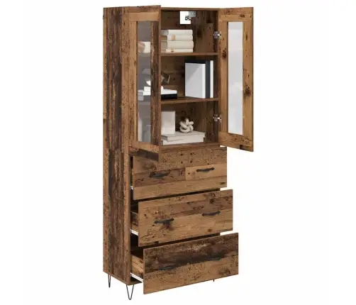 Augstais Skapītis Ar Atvilktni Vecs Koks 69,5 X 34 X 180 Cm Vidaxl