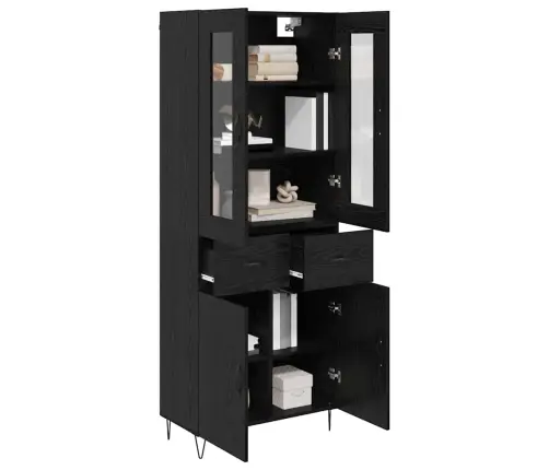 Augstais Skapītis Melns Ozolkoks 69,5 X 34 X 180 Cm Vidaxl