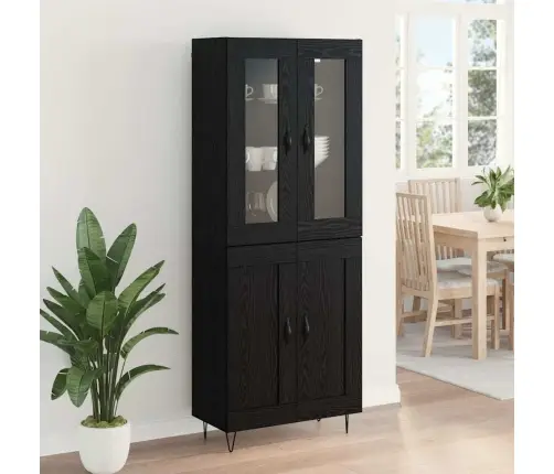 Augstais Skapītis Melns Ozolkoks 69,5 X 34 X 180 Cm Vidaxl