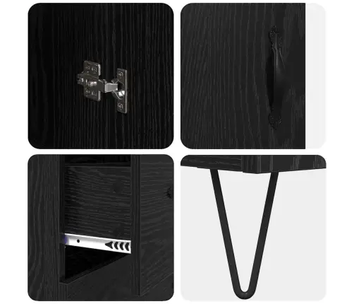 Augstais Skapītis Melns Ozolkoks 69,5 X 34 X 180 Cm Vidaxl