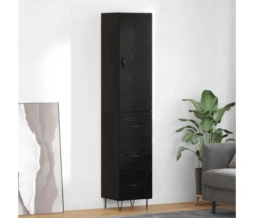 Augstais Skapītis Melns Ozolkoks 69,5 X 34 X 180 Cm Vidaxl