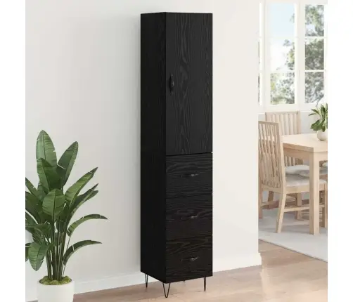 Augstais Skapītis Melns Ozolkoks 69,5 X 34 X 180 Cm Vidaxl