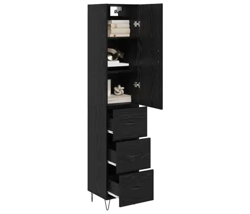 Augstais Skapītis Melns Ozolkoks 69,5 X 34 X 180 Cm Vidaxl