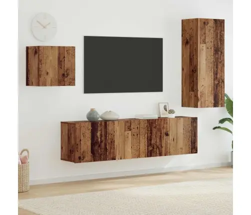 Televizora Skapīša 4 Pcs Vecs Koks Inženierijas Koks Vidaxl