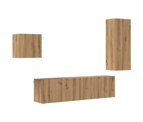 Televizora Skapīša 4 Pcs Artisānā Ozols Inženierijas Koks Vidaxl