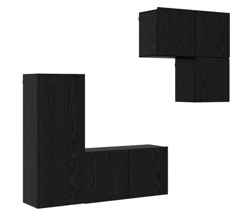 Tv Sienas Stiprinājums 4 Pcs Melns Ozolkoks Inženierijas Koks Vidaxl