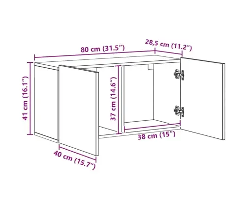 Tv Sienas Stiprinājums 4 Pcs Melns Ozolkoks Inženierijas Koks Vidaxl