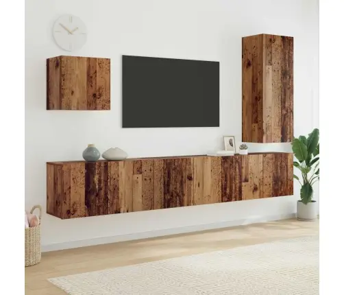 Tv Sienas Stiprinājums 5 Pcs Vecs Koks Inženierijas Koks Vidaxl