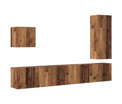 Tv Sienas Stiprinājums 5 Pcs Vecs Koks Inženierijas Koks Vidaxl