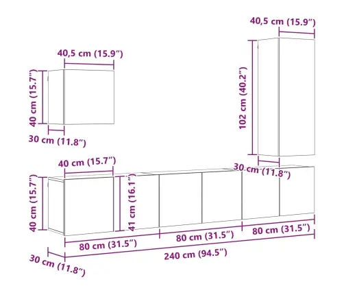 Tv Sienas Stiprinājums 5 Pcs Vecs Koks Inženierijas Koks Vidaxl